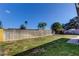 A spacious fenced backyard has green grass and trees providing privacy at 8417 Moulton Dr, Port Richey, FL 34668