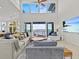 Beautiful living room with stylish seating, views of the water, and a large sliding glass door to the patio at 1201 Bay Dr, Belleair Beach, FL 33786
