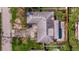Overhead aerial view of the home showcasing the roof, backyard pool, and driveway at 2031 Tanglewood Ne Way, St Petersburg, FL 33702