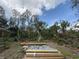 Backyard shows natural vegetation, with wood logs laying in the grass at 3112 Desoto Rd, Sarasota, FL 34234