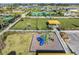 Community playground and tennis courts surrounded by green space and residential homes at 31837 Cannon Rush Dr, San Antonio, FL 33576