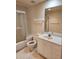 Well-lit bathroom featuring a vanity sink and walk-in shower at 4801 Osprey S Dr # 209, St Petersburg, FL 33711