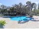 Inviting bright-blue community pool, surrounded by lounge chairs and lush tropical landscaping at 8517 Sea Harbour Ln # 103, Temple Terrace, FL 33637
