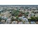 Aerial view of neighborhood with mature trees featuring single story home with screened-in pool at 11283 Portsmouth St, Spring Hill, FL 34609