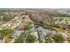 Scenic aerial view of a quiet residential neighborhood featuring a tranquil pond and mature landscaping at 29523 Waggle Dr, San Antonio, FL 33576