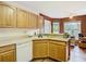 View of kitchen area featuring a sink, countertop, and oak cabinets at 29523 Waggle Dr, San Antonio, FL 33576
