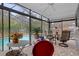 Enclosed sunroom with a view of the pool, perfect for relaxation and entertaining, rain or shine at 4553 Kirkland Ave, Spring Hill, FL 34606