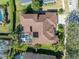 Aerial view of home with screened pool and patio area and pristine green lawn at 15720 Ibisridge Dr, Lithia, FL 33547