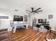 Game room featuring a hockey table, ceiling fan, comfortable seating, and entertainment setup for leisure and fun at 15720 Ibisridge Dr, Lithia, FL 33547