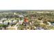 Aerial shot of a home near a lake, surrounded by lush greenery and other residential properties at 3414 Shady Brook Ln, Sarasota, FL 34243