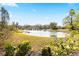 Scenic view of the lake with lush landscaping in a serene community setting at 3414 Shady Brook Ln, Sarasota, FL 34243