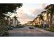 Charming street view featuring modern homes with covered parking, palm trees, and lush landscaping at 2 Aqua Reserve Blvd, New Port Richey, FL 34652