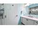 Bathroom featuring modern vanity, sink, and mirror at 611 Destiny Dr # 604, Ruskin, FL 33570