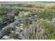 Aerial view of community with mature trees, a pond, and nearby lakes at 887 Lucas Ln, Oldsmar, FL 34677