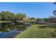 Scenic pond view with a wooden bridge and lush landscaping at 10263 Gandy N Blvd # 209, St Petersburg, FL 33702