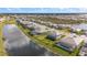 View from above a neighborhood of luxury homes in a gated community with ponds and landscaping at 15315 Golden Beam Pl, Bradenton, FL 34211