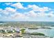 Beautiful aerial shot of a residential area with lush greenery, waterways, and a stunning view of the skyline at 7420 Bay Island S Dr # 281, South Pasadena, FL 33707
