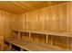 Clean wooden sauna with benches at 7420 Bay Island S Dr # 281, South Pasadena, FL 33707