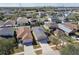 Aerial view of homes in a quiet neighborhood setting with green lawns and driveways at 8133 Canterbury Lake Blvd, Tampa, FL 33619