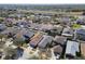 Wide angle aerial view of homes in a residential neighborhood with green trees and lawns at 8133 Canterbury Lake Blvd, Tampa, FL 33619