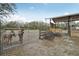 Horse barn and paddock area with fencing and donkeys, perfect for equine enthusiasts at 2040 Underwood Ln, Zephyrhills, FL 33540