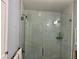 Sleek glass-enclosed shower with marble-patterned tile, offering a luxurious bathing experience at 2656 44Th S St, Gulfport, FL 33711