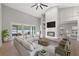 Bright living room with vaulted ceilings, fire place, stylish furniture, and natural light at 3038 Longbrooke Way, Clearwater, FL 33760
