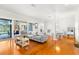 Spacious living room featuring hardwood floors, comfortable seating, and access to the pool area at 4564 Juniper Dr, Palm Harbor, FL 34685