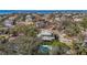 A high-angle perspective of a backyard oasis with a pool, greenery, and a house, blending relaxation and outdoor beauty at 5010 W Dickens Ave, Tampa, FL 33629