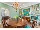 Dining room with a round wood table, seating for six, and an archway into the kitchen at 5010 W Dickens Ave, Tampa, FL 33629