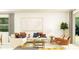 Modern living room with a comfortable white sofa, stylish decor, and lots of natural light at 11870 Sparkling Topaz Cv, Parrish, FL 34219