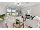 Cozy living room with natural light, neutral tones, and comfortable seating with view of backyard at 31675 Cannon Rush Dr, San Antonio, FL 33576