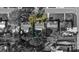 Monochrome aerial view highlights property location, showcasing its well-maintained yard within a quiet neighborhood setting at 4106 W Bay View Ave, Tampa, FL 33611
