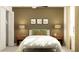 Inviting bedroom with a cozy bed, wooden nightstands, lamps, decor and a neutral color palette at 9452 Runaway Breeze Dr, Land O Lakes, FL 34637