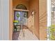 Inviting front door with decorative wreaths, complemented by a cheerful 'Hi, I'm Mat' welcome mat at 13711 Moonstone Canyon Dr, Riverview, FL 33579