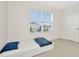 Cozy bedroom with a twin bed under a bright window, with neutral carpet at 31818 Treasure Dock Isle, Wesley Chapel, FL 33545