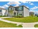 Beautiful two-story home features blue shutters, stone accents, and a well-maintained lawn in a Gathering-friendly neighborhood at 31818 Treasure Dock Isle, Wesley Chapel, FL 33545