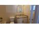 Bathroom featuring granite counters, modern vanity, toilet, and shower/tub at 4017 W Nassau St, Tampa, FL 33607