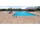 A beautiful blue swimming pool with brick paver deck and covered seating area at 4512 Paper Mulberry Pl, Riverview, FL 33578