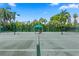 Well-maintained tennis court perfect for recreational play, surrounded by lush greenery and tall palm trees at 4951 Bacopa S Ln # 103, St Petersburg, FL 33715