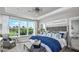 Serene primary bedroom with large windows, tray ceilings, and luxurious furnishings at 8621 Snowfall St, Sarasota, FL 34241
