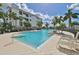 Inviting community pool surrounded by palm trees, offering residents a relaxing outdoor space at 1030 Bellasol Way # 302, Apollo Beach, FL 33572