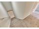 Carpeted staircase leading downstairs with a white handrail and natural light at 1370 70Th N St # 2-1382, St Petersburg, FL 33710