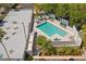 Aerial view of community swimming pool with lounging and dining areas at 201 W Laurel St # 1006, Tampa, FL 33602