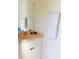 Bathroom vanity featuring neutral countertop, white cabinets, a mirror, and a neatly hung towel at 2329 Como St, Port Charlotte, FL 33948