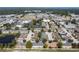 An aerial view of a townhouse community featuring a pool and surrounding commercial area at 2032 Sunset Meadow Dr, Clearwater, FL 33763