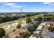 Scenic aerial view of neighborhood townhouses with serene pond and green spaces at 2032 Sunset Meadow Dr, Clearwater, FL 33763