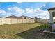 Large, grassy backyard enclosed by a privacy fence, offering plenty of space for outdoor activities at 3042 Marine Grass Dr, Wimauma, FL 33598