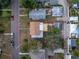 Aerial view of the property showcasing the house, backyard, and detached garage within a defined lot boundary at 535 28Th N Ave, St Petersburg, FL 33704