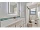 Bathroom featuring a vanity with modern finishes and a decorative mirror with great natural light at 612 Montezuma Dr, Bradenton, FL 34209